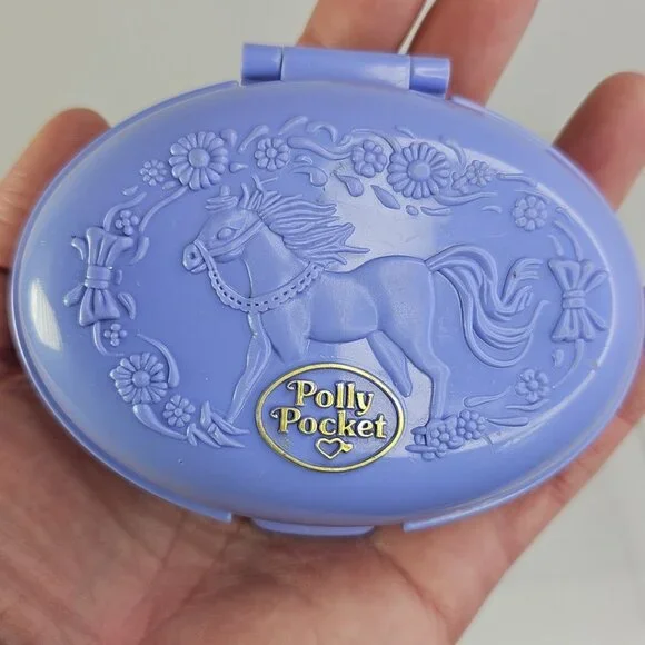 Polly Pocket Bluebird Vintage 1995 Unicorn Horse Meadow Purple Compact Only - Picture 8 of 12